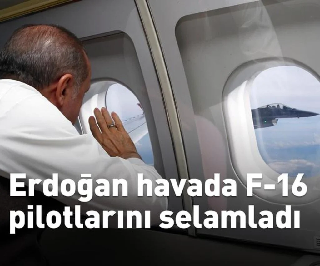 Erdoğan havada F-16 pilotlarını selamladı
