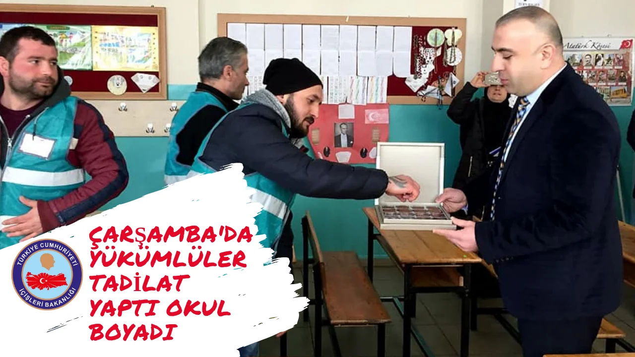 Çarşamba'da Okulların Boya Ve Tadilatını Yükümlüler Yapıyor