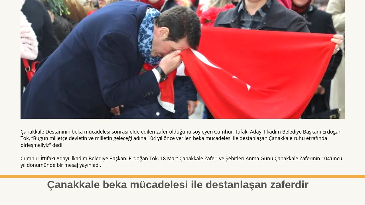 Başkan Tok’tan Çanakkale Mesajı