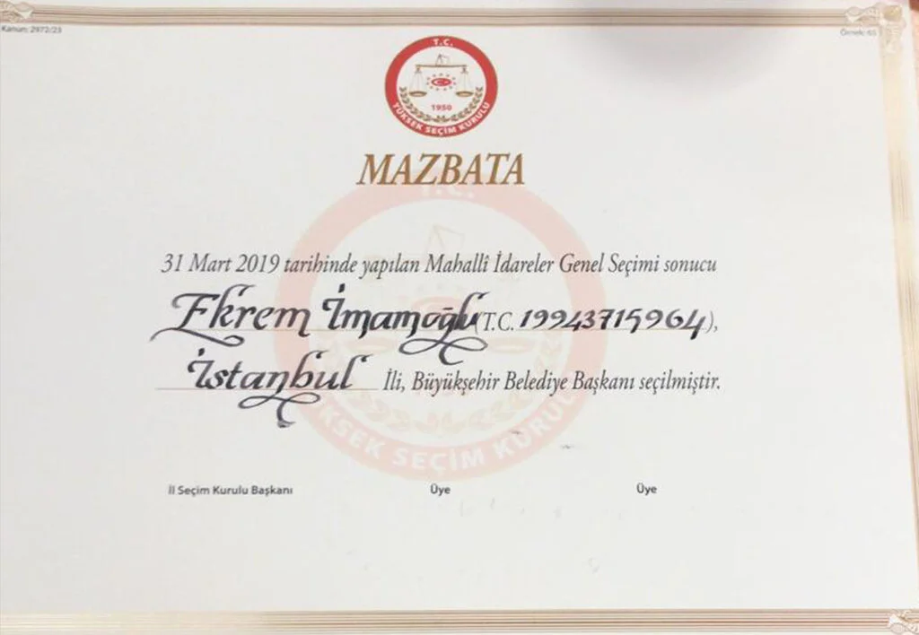 Son Dakika ! Ekrem İmamoğlu mazbatasını aldı