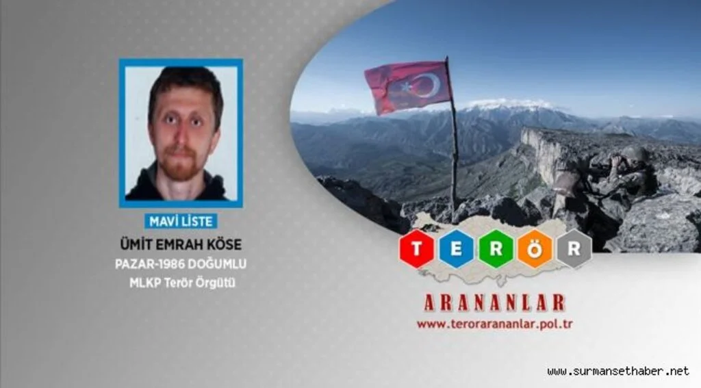 Mavi kategorideki terörist Ümit Emrah Köse yakalandı