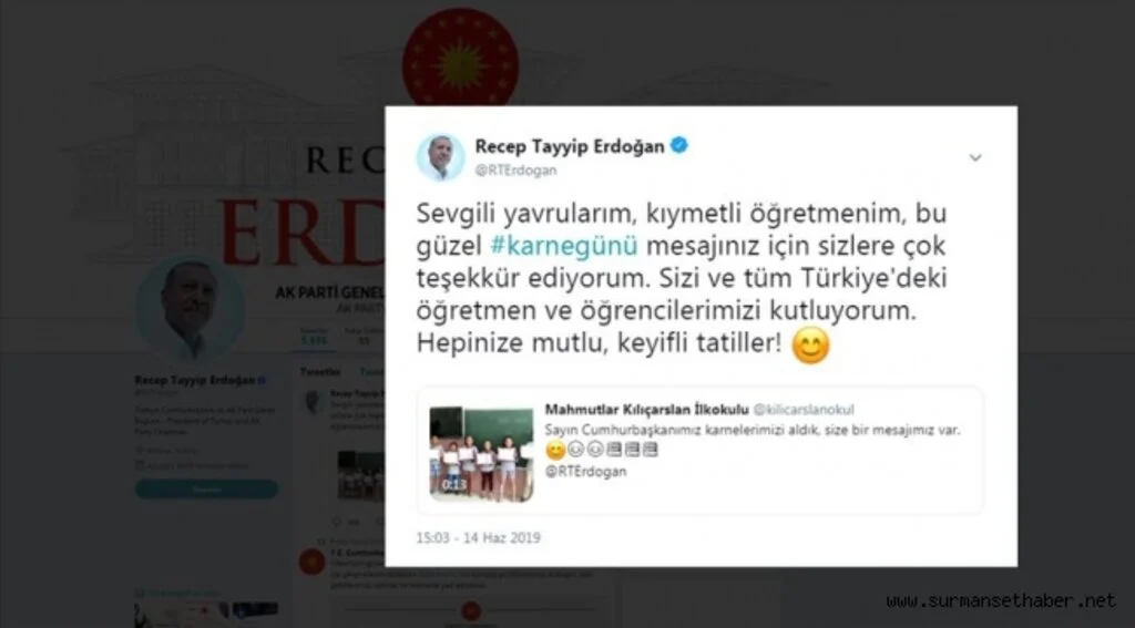 Cumhurbaşkanı Erdoğan çocukların karne sevincine ortak oldu