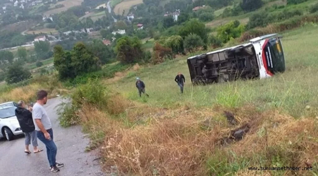 Samsun'da Halk Otobüsü Devrildi 