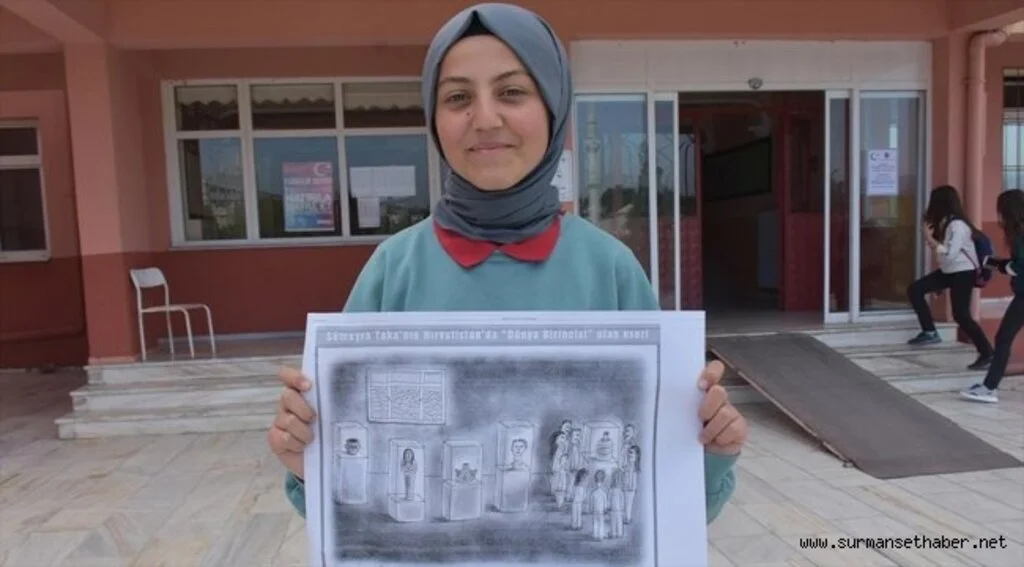 Lise öğrencisinin karikatürü dünya birincisi oldu