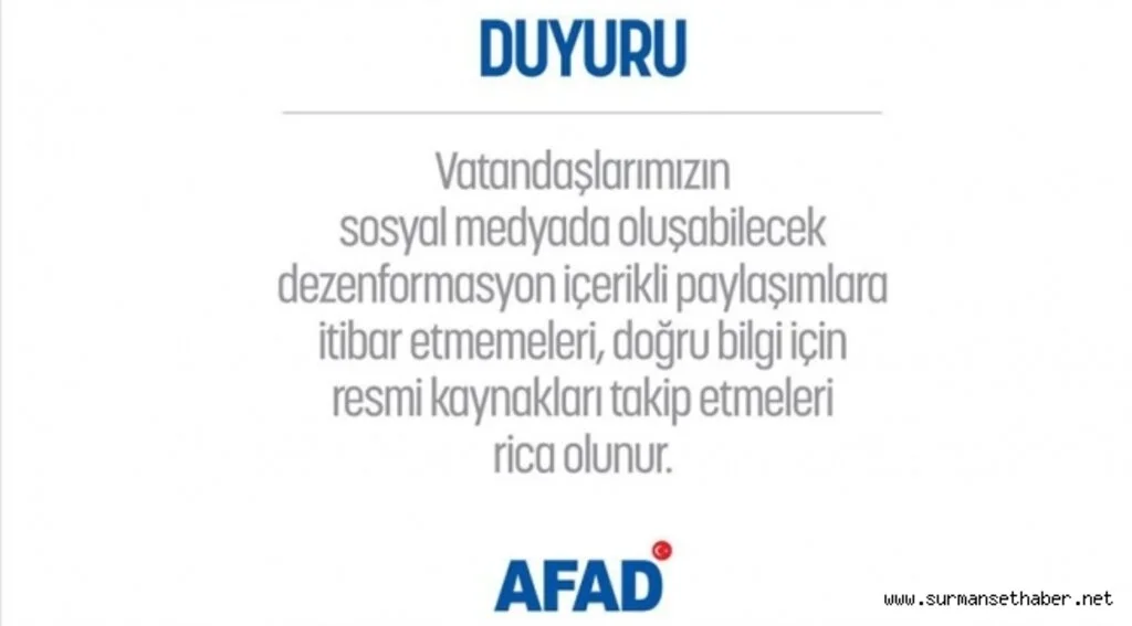 AFAD'dan depremle ilgili Önemli uyarısı