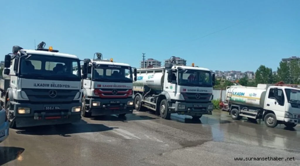 İLKADIM BELEDİYESİ YANGIN BÖLGESİNDE SÖNDÜRME ÇALIŞMALARI İÇİN 3 ARAZÖZ'Ü YOLA ÇIKARDI