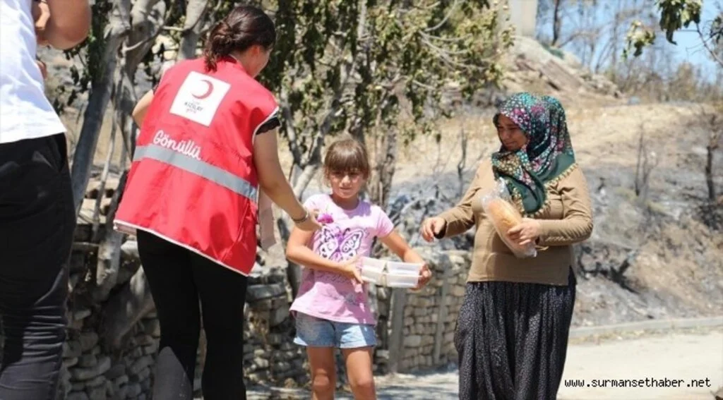 Türk Kızılay'ın yaklaşık 10 bin 500 gönüllüsü yangın mağdurlarına desteğin ön saflarında