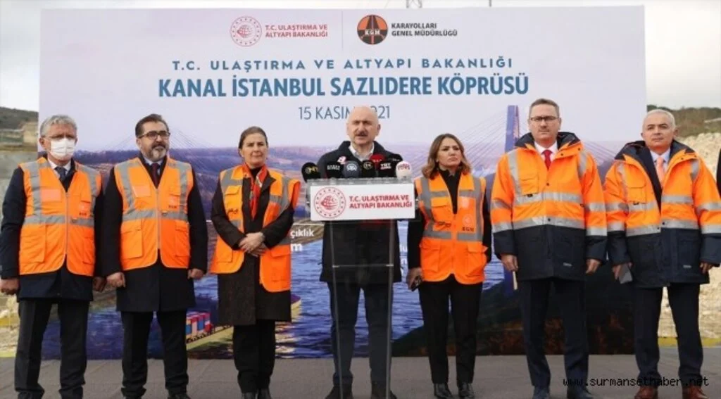 Bakan Karaismailoğlu, Kanal İstanbul Sazlıdere Köprüsü'nde incelemelerde bulundu
