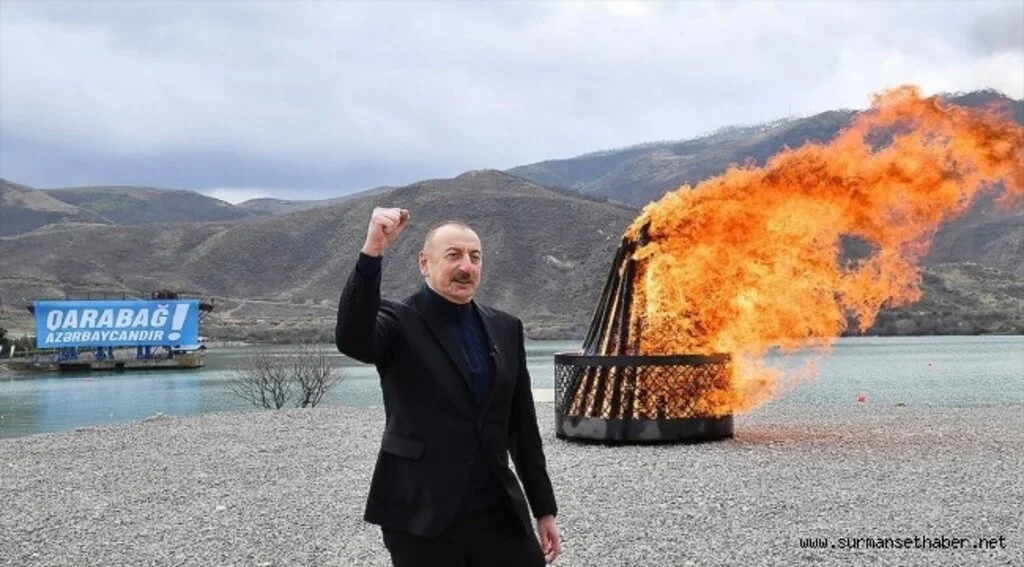 Azerbaycan Cumhurbaşkanı Aliyev, Karabağ'da Nevruz ateşini yaktı