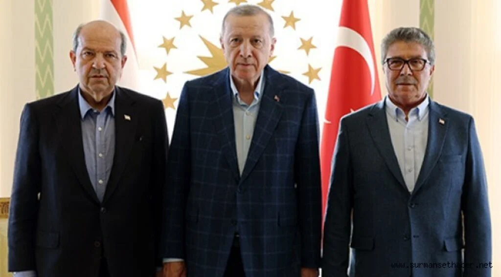 Cumhurbaşkanı Erdoğan, KKTC Cumhurbaşkanı Tatar ve KKTC Başbakanı Üstel ile bir araya geldi