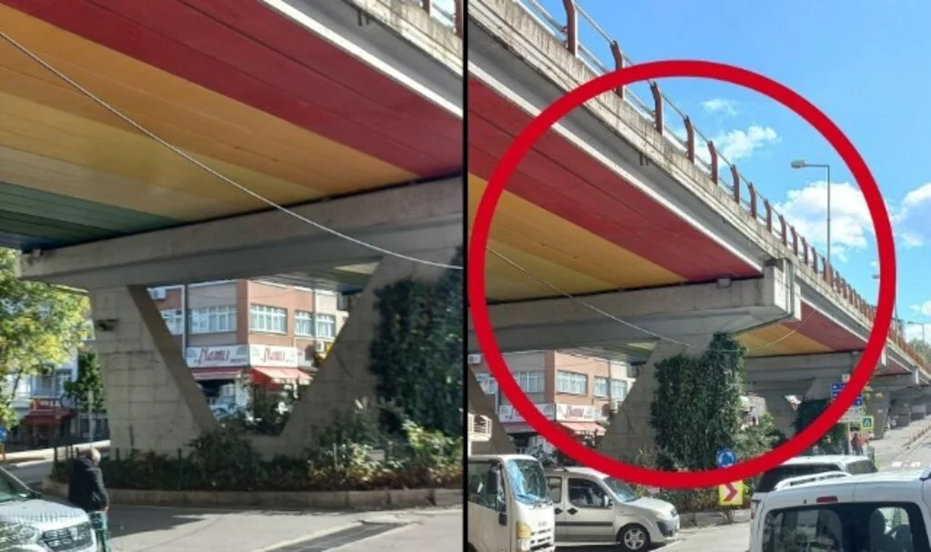 Samsun'da Köprüden Sarkan İnternet Kablosu Tehlike Saçıyor