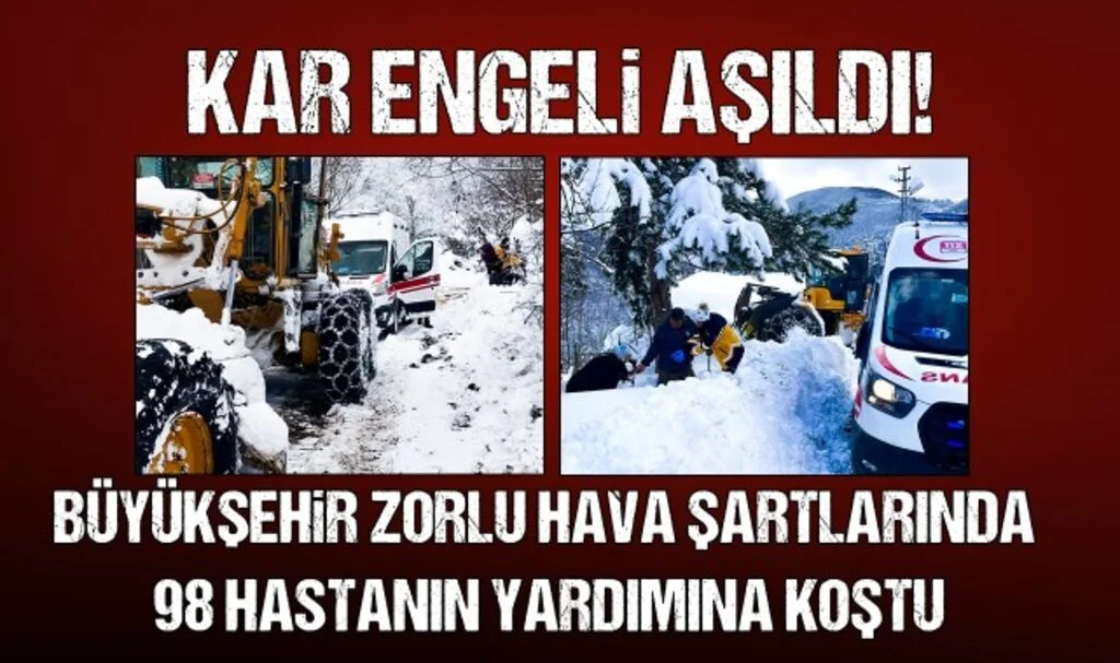 Kar Engeli Aşıldı! Büyükşehir, Zorlu Hava Şartlarında 98 Hastanın Yardımına Koştu