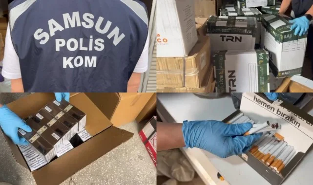 Samsun'da Depo ve İş Yerine Baskın! Yüklü Miktarda Sigara ve Tütün Ele Geçirildi