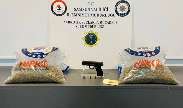 Samsun'da Operasyon: 2 Kilo Skunk ve Ruhsatsız Tabanca Ele Geçirildi